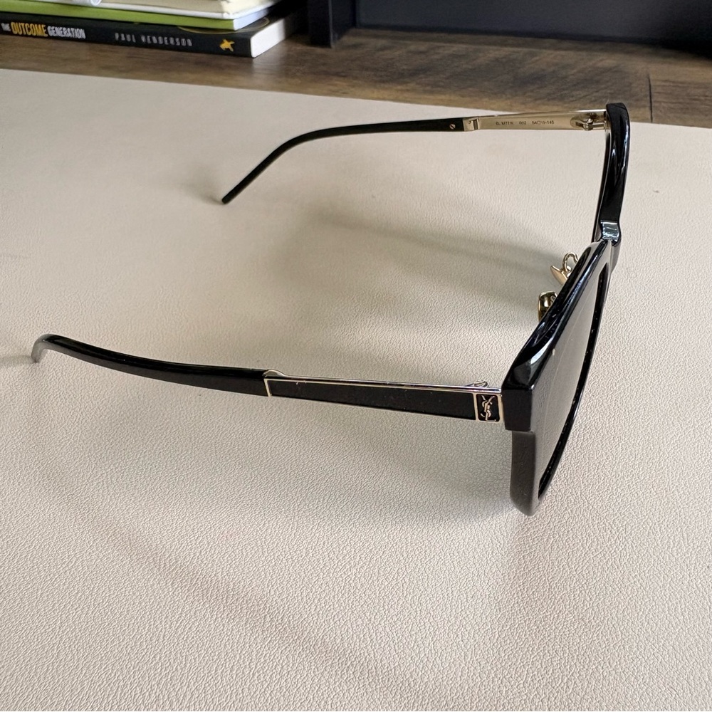 Saint Laurent Black Sunglasses with Gold Temples